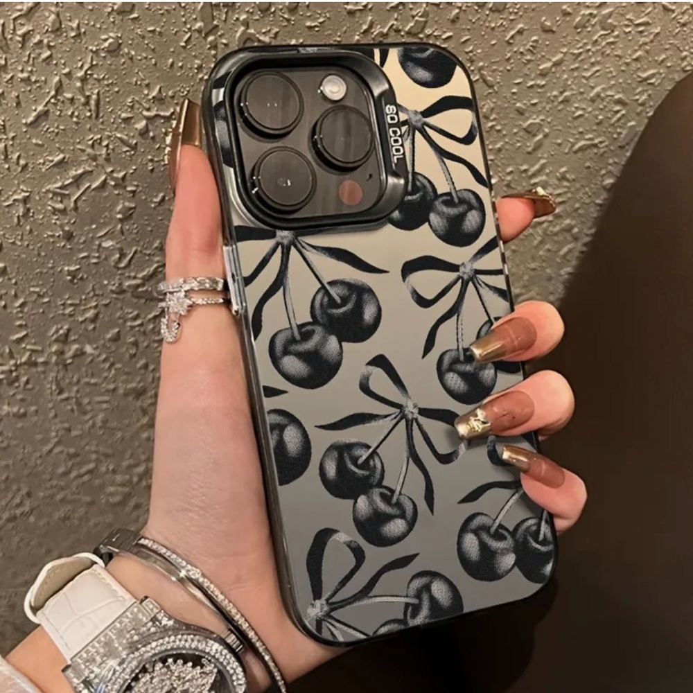 Apple iPhone Phone Case Smoky Grey TPU Case Cherries & Bows